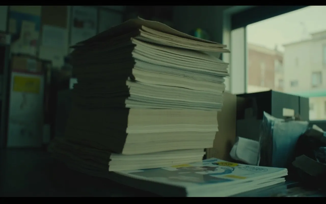 Tidied editorial archive — neat stack of folders and a few cricket magazines under soft natural light