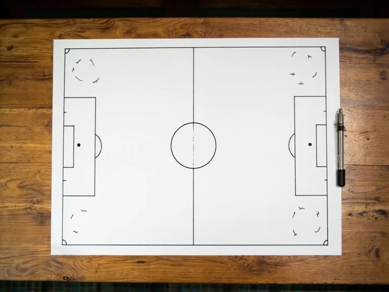 Tactical cricket whiteboard in a dressing room with chalk-drawn field positions, no readable text
